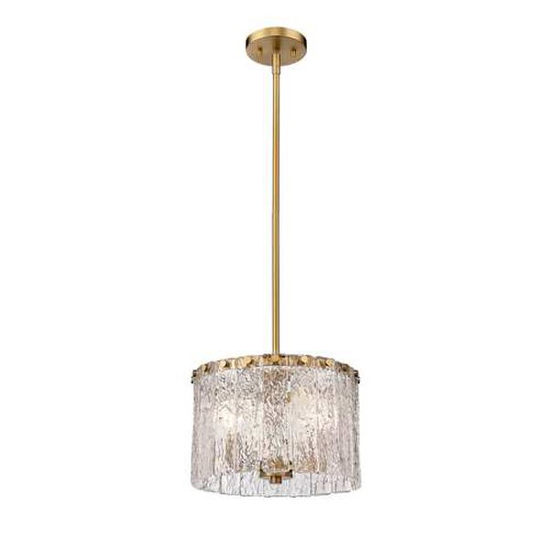Glacier Modern Gold Three-Light Pendant with Clear Glass Shade, image 5