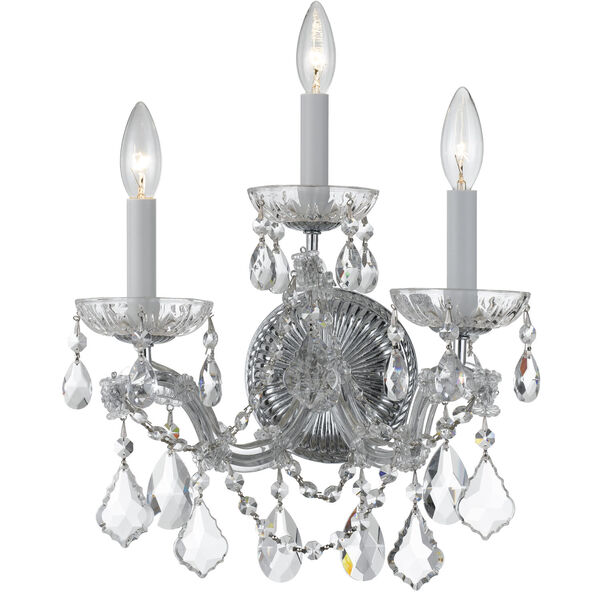 Maria Theresa Polished Chrome Three-Light Chandelier with Hand Cut Crystal, image 1