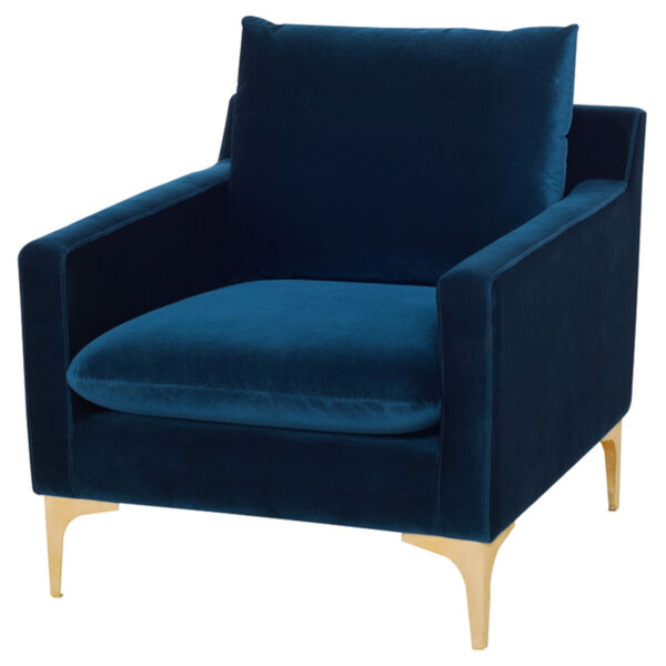 Anders Midnight Blue and Gold Occasional Chair, image 1