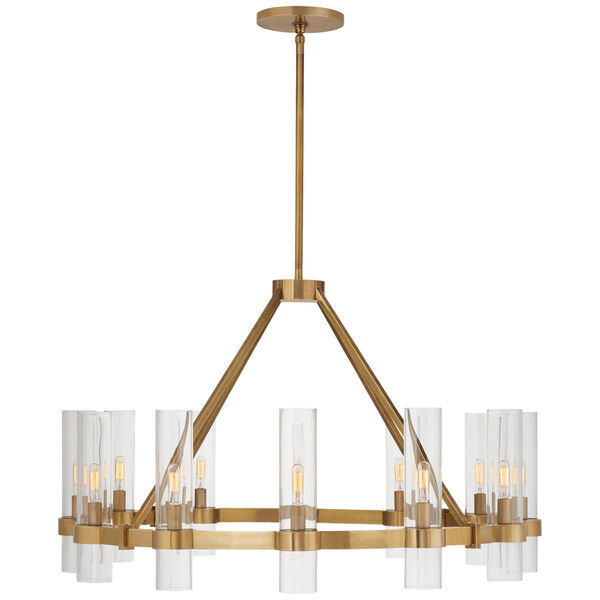 Presidio Medium Chandelier in Hand-Rubbed Antique Brass with Clear Glass by Ian K. Fowler, image 1