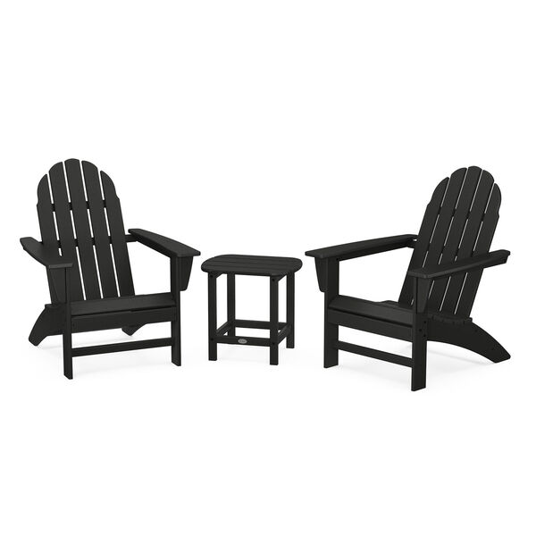 Vineyard Black Adirondack Set with South Beach Side Table, 3-Piece, image 1