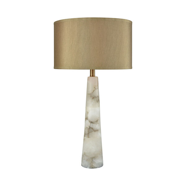 Champagne Float Alabaster and Weathered Antique Brass One-Light Table Lamp, image 1