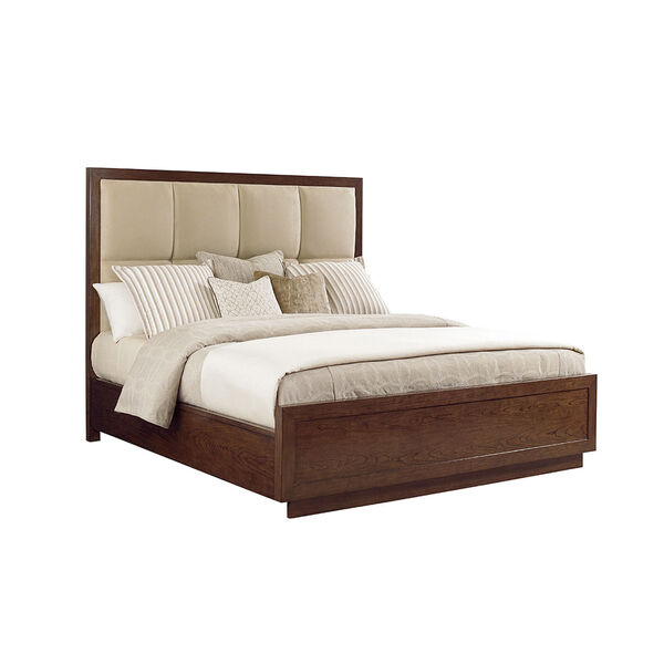 Laurel Canyon Brown and Beige Casa Del Mar Upholstered King Bed, image 1