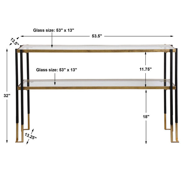 Kentmore Black and Brushed Gold 54-Inch Console Table, image 8