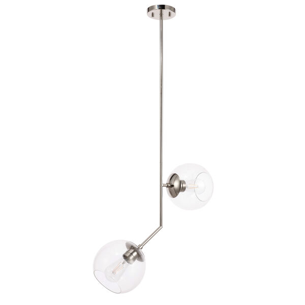 Ryland Chrome Eight-Inch Two-Light Mini Pendant with Clear Glass, image 5