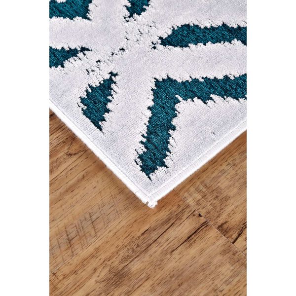 Saphir Mira Farmhouse Solid Blue Green White Rectangular 5 Ft. 3 In. x 7 Ft. 6 In. Area Rug, image 3