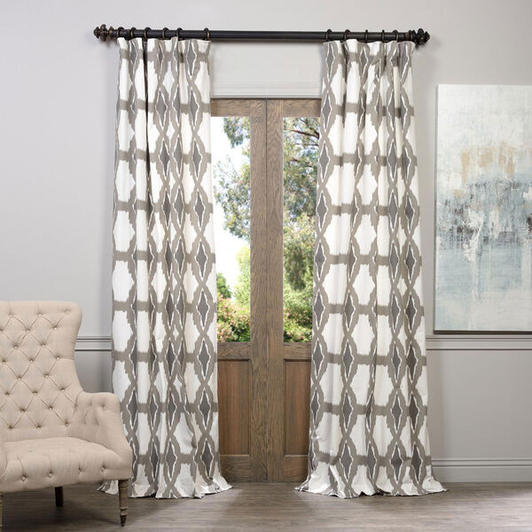 Sorong Grey 50 x 108-Inch Printed Curtain, image 1