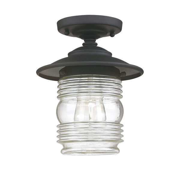 Creekside Black One-Light Outdoor Semi-Flush Mount with Clear Glass, image 1