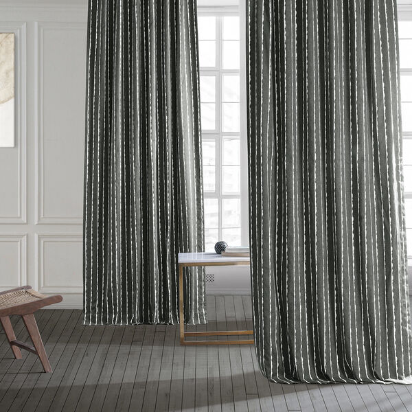 Sharkskin Black Printed Cotton Single Panel Curtain, image 2