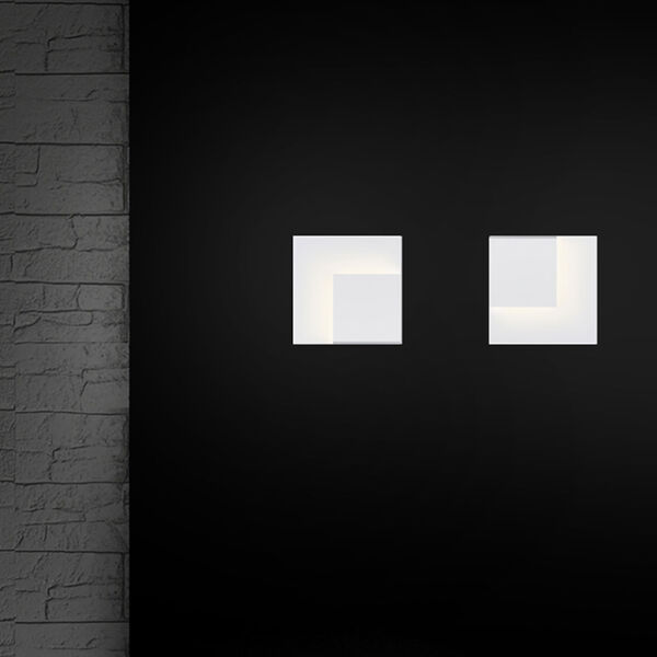Corner Eclipse Textured White LED Wall Sconce, image 2