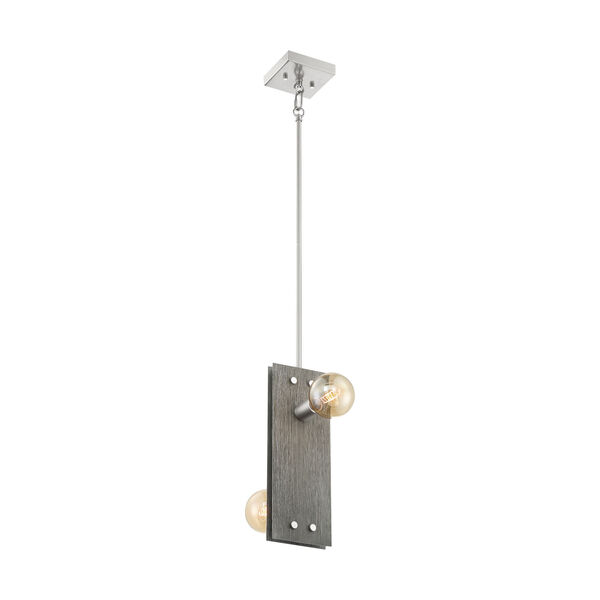 Stella Driftwood and Brushed Nickel Two-Light Pendant, image 1