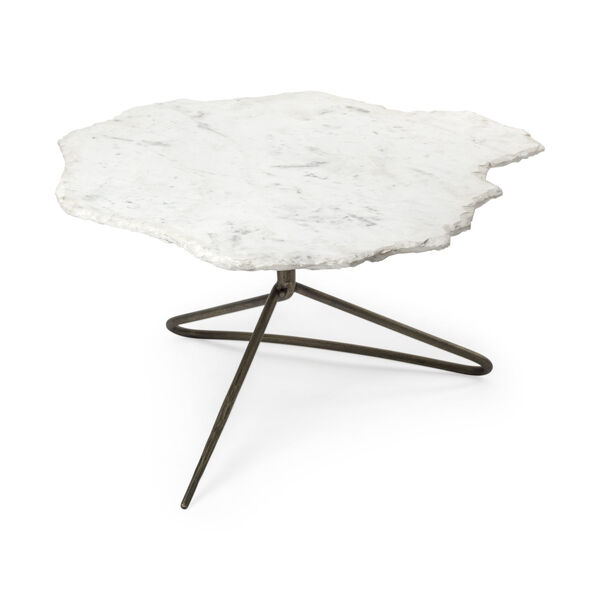Pinera I Gold and White Irregular Marble Top Coffee Table, image 1