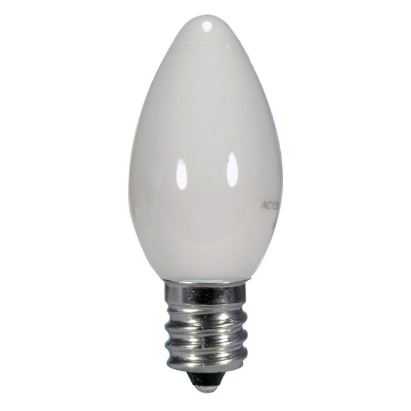 SATCO Coated White LED C7 Candelabra 0.5 Watt Candle LED Light Bulb with 2700K 14 Lumens 80 CRI and 360 Degrees Beam, image 1