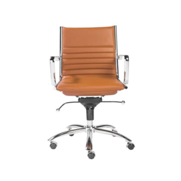 Emerson Cognac and Chrome Leatherette Low Back Office Chair, image 5