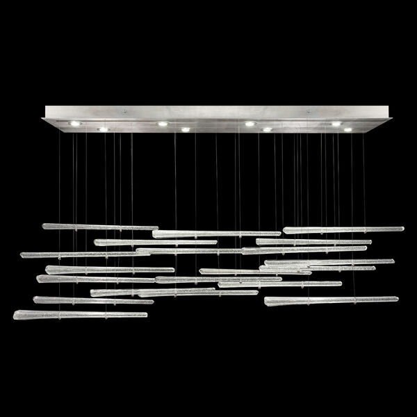 Elevate Silver Eight-Light Rectangular LED Pendant with 20 Crystal Stardust Glass Spires, image 1