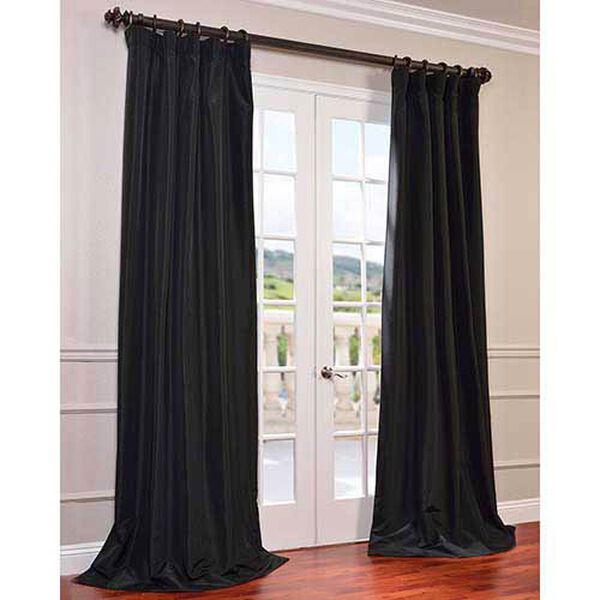 Blackout Faux Silk Taffeta Curtain Single Panel, image 2