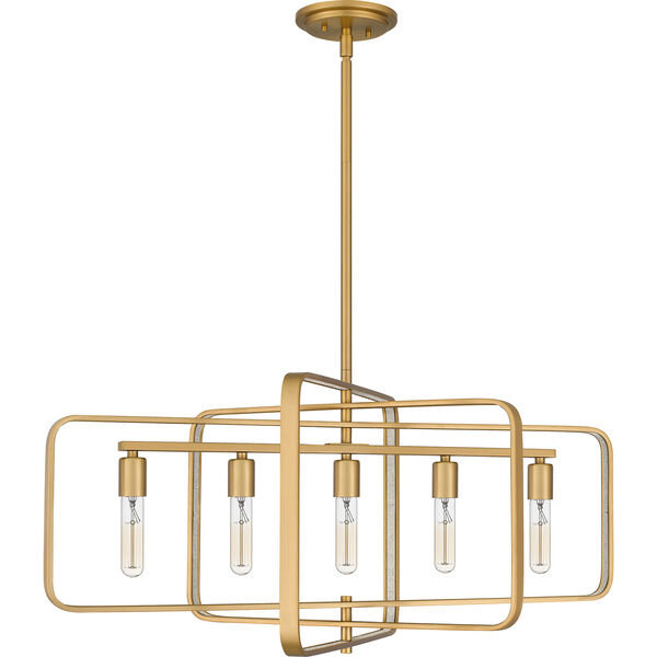 Dupree Brushed Weathered Brass Five-Light Chandelier, image 4