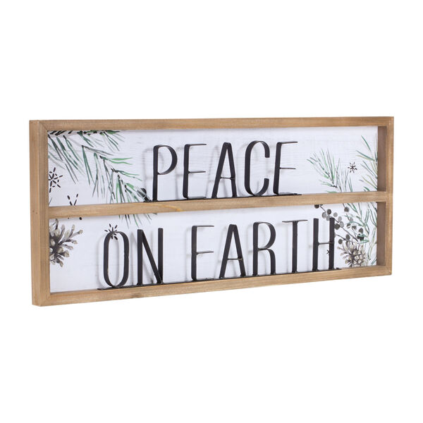 White Peace on Earth Sign Holiday Wall Decor, Set of Two, image 1
