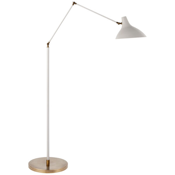 Charlton Floor Lamp in White and Hand-Rubbed Antique Brass by AERIN, image 1