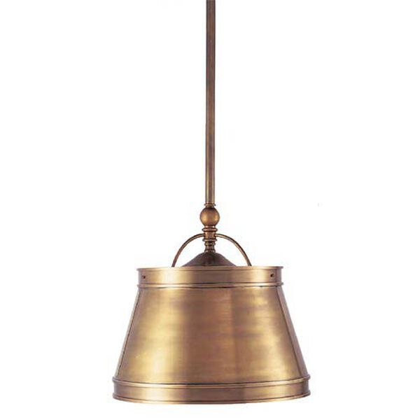 Sloane Single Shop Light in Antique-Burnished Brass with Antique-Burnished Brass Shade by Chapman and Myers, image 1