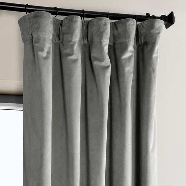 Grey Plush Velvet Single Panel Curtain 50 x 96, image 4