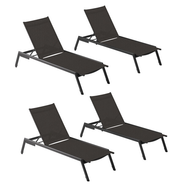 Eiland Carbon Outdoor Armless Chaise Lounge, Set of 4, image 1