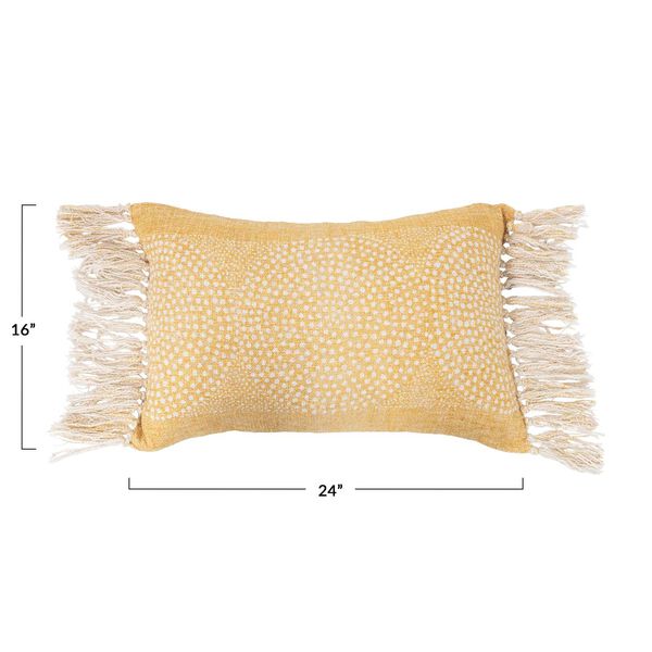 Yellow Stonewashed Cotton Slub Lumbar 16 x 24-Inch Pillow, image 3