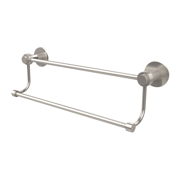 Mercury Collection 36 Inch Double Towel Bar with Groovy Accents, Satin Nickel, image 1