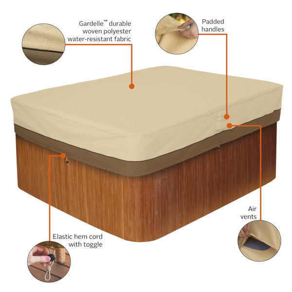 Ash Beige and Brown 94-Inch Rectangular Hot Tub Cover, image 2