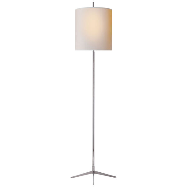 Caron Floor Lamp in Polished Nickel with Natural Paper Shade by Thomas O'Brien, image 1