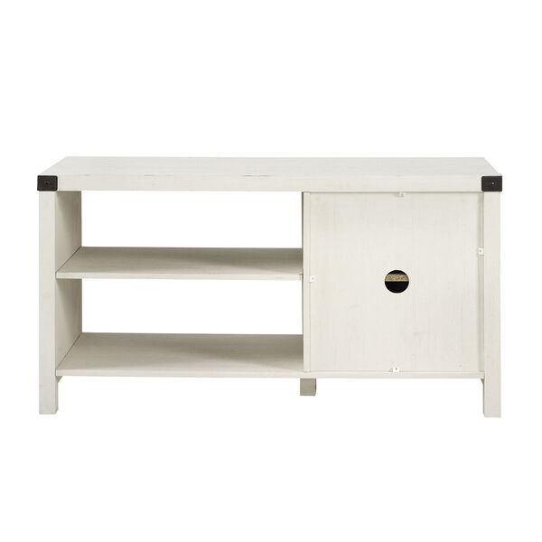 Brushed White Asymmetrical Barn Door TV Stand, image 6