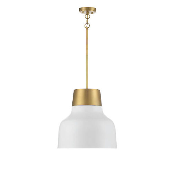 Chelsea White with Natural Brass 17-Inch One-Light Pendant, image 3