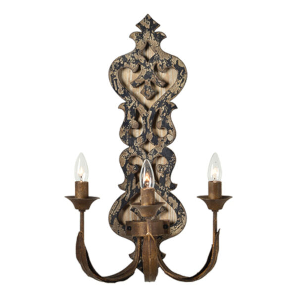 Partridge Navy and Cream Three-Light Wall Sconce, image 1