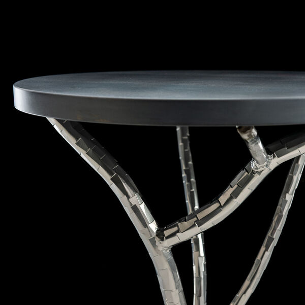 Brindille Silver Accent Table with Grey Maple Wood Top, image 4