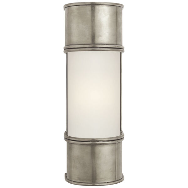 Oxford 12-Inch Bath Sconce in Antique Nickel with Frosted Glass by Chapman and Myers, image 1