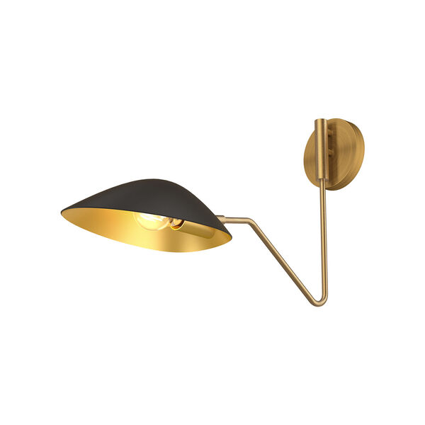 Oscar Matte Black and Aged Gold One-Light Convertible Wall Sconce, image 1