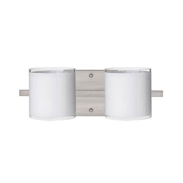 Pogo Satin Nickel Two-Light LED Bath Vanity with White Glass, image 1