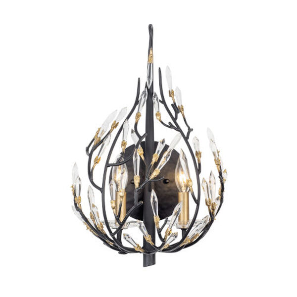 Bask Matte Black French Gold Two-Light Wall Sconce, image 1