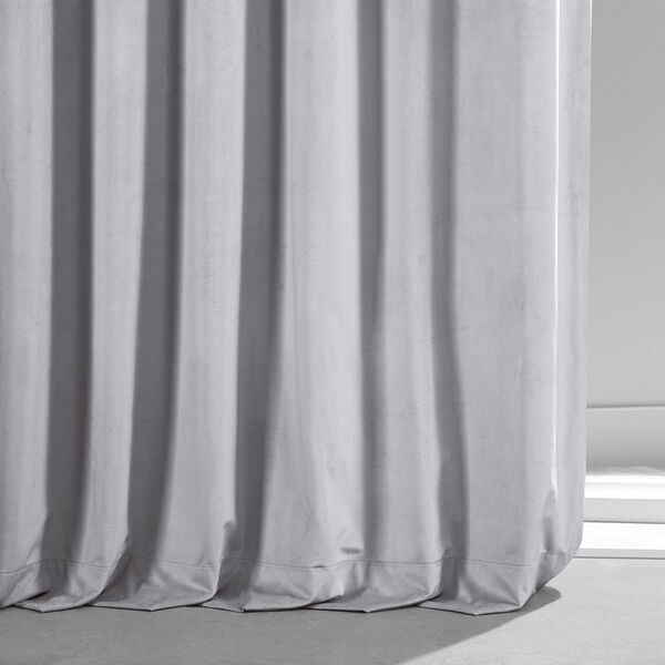 Signature Concrete Grey Plush Velvet Hotel Blackout Single Panel Curtain, image 5