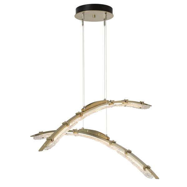 Glissade Modern Brass Two-Light Integrated LED Pendant with Clear Glass, image 2