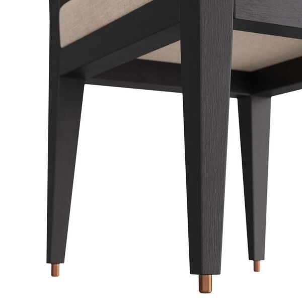 Thaden Natural Linen Ebony Wood Antique Brass Dining Chair, image 5