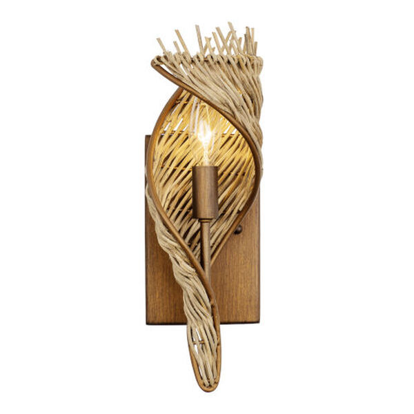 Flow Baguette Natural Rattan One-Light Right Wall Sconce, image 1