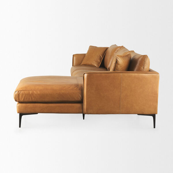 Lake Como Tan Leather RIGHT Chaise Sectional Sofa, image 3
