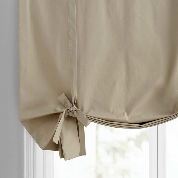 Sandstone Beige Solid Cotton Tie-Up Window Shade Single Panel, image 6