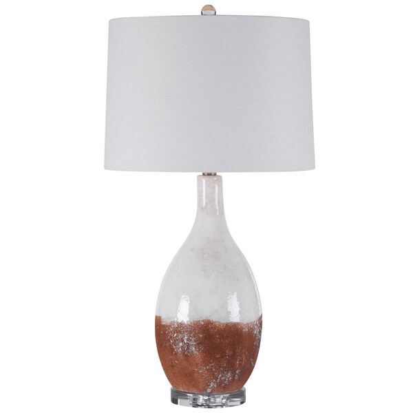 Durango Earthy Terracotta Rust and White Glaze One-Light Table Lamp with Round Hardback Shade, image 2