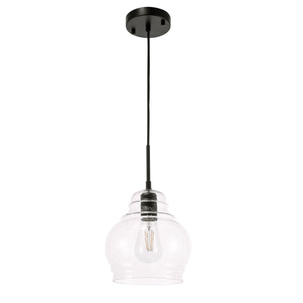 Pierce Black Eight-Inch One-Light Mini Pendant with Clear Seeded Glass, image 5