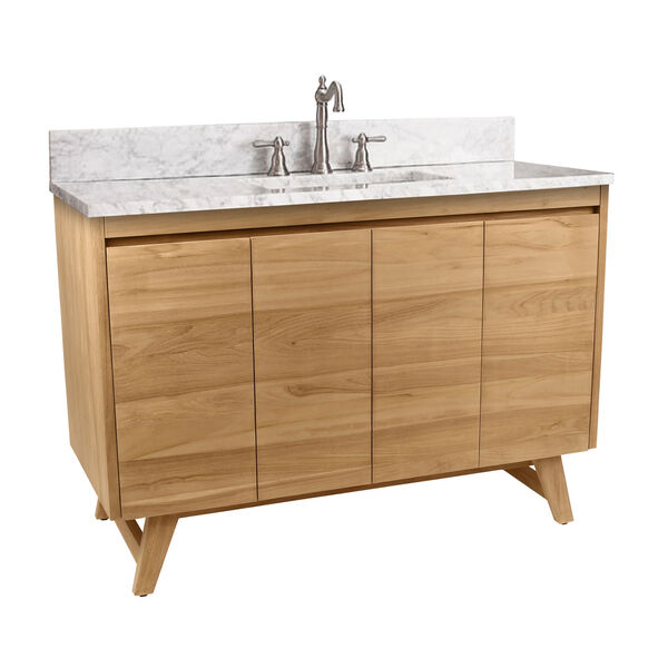 Coventry 49 inch Vanity in Natural Teak with Carrara White Top, image 2
