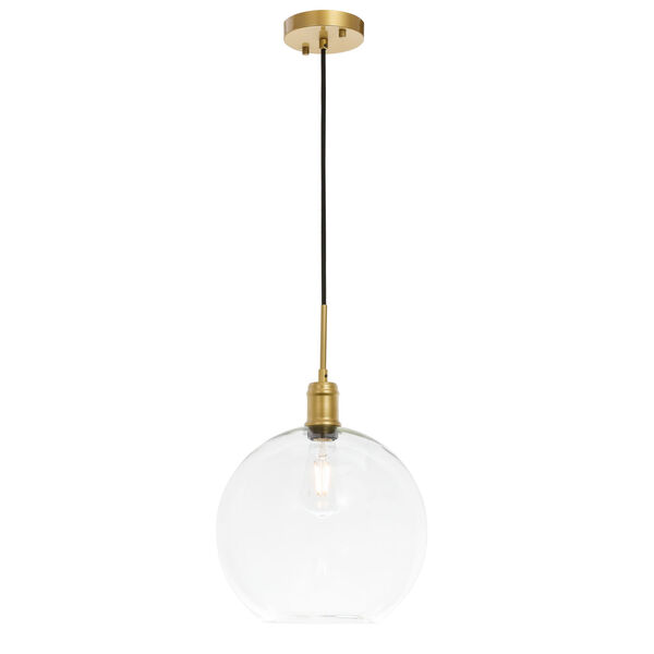 Emett Brass 13-Inch One-Light Pendant with Clear Glass, image 4