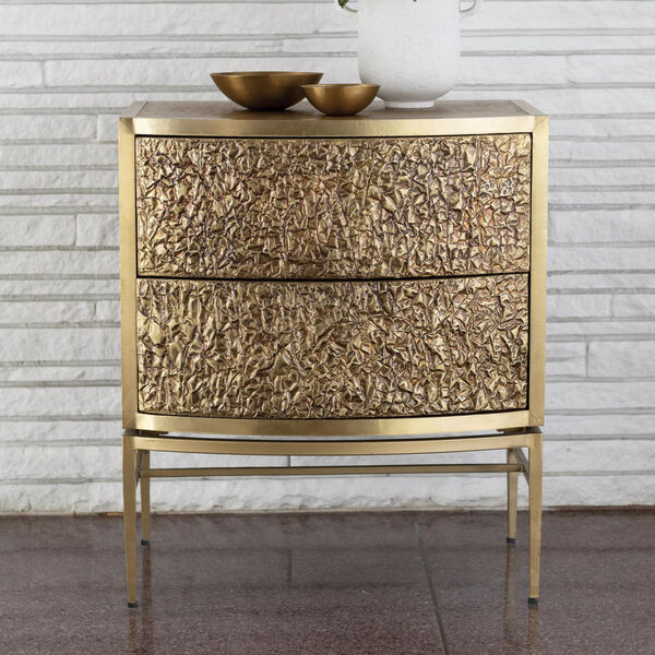 Brass and Bronze 18-Inch Bedside Chest, image 1