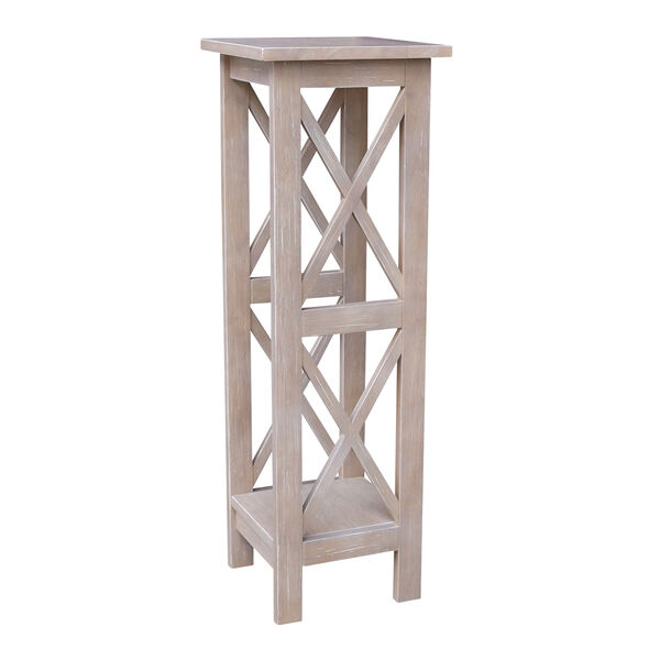 Solid Wood 36 inch X-sided Plant Stand in Washed Gray Taupe, image 4